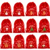 Bolsa de franela navideña transfronteriza, bolsa de regalo navideña, bolsa de manzana de Nochebuena, bolsa grande roja con cordón para dulces, disponible