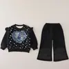 Conjunto de Ropa de Otoño para Niñas 2026 Nueva Moda Lindo Sudadera de Mezclilla con Parche de Corazón para Bebés Niñas de 1 a 3 Años
