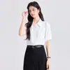 2026 Verano Ropa Profesional Formal Trabajo Desplazamiento Entrevista Camisa Blanca Gasa Manga Corta para Mujer
