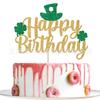 Inserción de tarjeta de pastel de cumpleaños con sombrero de trébol de cuatro hojas creativo St. San Patricio. Decoración de la fiesta del Día de San Patricio