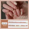 30 Piezas de Parches para Uñas Terminados, Brillo Fino Color Champaña Blanco Leche Manicura Francesa, Uñas Portátiles Suaves y Dulces con Forma de Escalera Corta
