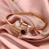 Pulsera Ins Celebridad Cibernética Pulsera de Oro Rosa de 18k con Circonita Diseño Exagerado de Nicho Pulsera de Acero de Titanio Joyería de Mano para Mujer