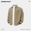 Camisa Azul de Manga Comprida Nova Zoewatson, Camisa Versátil de Manga Comprida com Caimento Solto, Top Masculino com Design Simples