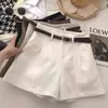 Shorts casuales para mujer 2026 primavera nuevo estilo coreano ins estilo Hong Kong retro uso simple pantalones de pierna ancha línea A de cintura alta
