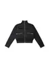 Chaqueta Corta de Algodón Ajustada Estilo Callejero Americano para Mujer, Nuevo Modelo de Invierno con Cuello Alto, Cremallera, Múltiples Bolsillos, Cintura Ajustable, Abrigo de Algodón Adelgazante