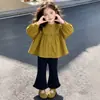 Conjunto de Otoño para Niñas 2026 Nuevo Estilo de Otoño Ropa para Niños Súper Bonita Estilo Coreano Camisa Pantalones Acampanados Conjunto de Dos Piezas Ropa para Bebé