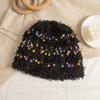 Pequeño Sombrero de Lana de Frijol de Azúcar para Niños Invierno Cara Mostrar Pequeño Engrosado Cálido Tejido Esponjoso Blanco Sombrero de Pescador