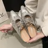Mules Cerrados de Punta con Pliegues y Lazo para Mujer, Moda Verano 2026 Nuevos Sandalias Mule de Punta con Tacón Grueso Slip-On