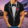 Camiseta de Manga Corta para Hombre Nueva Transfronteriza 2026 con Bloques de Color Impresión 3D, Camiseta Casual Deportiva de Cuello Redondo de Moda