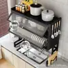 Escorredor de bancada de cozinha de camada dupla para organizar e armazenar tigelas, pratos, frutas e vegetais, com design oco para secagem rápida e sem acúmulo de água, arranjo tudo-em-um