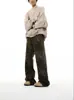 Jeans de Pierna Recta con Estampado de Leopardo Retro Americano para Hombres y Mujeres High Street Original Nuevo Estilo Sueltos Vintage Casual