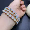 Pulsera de Ópalo Natural Plata de Ley 925 Incrustada Fuego Completo Pulsera de Temperamento Simple Pulsera Fresca Dulce Japonesa Coreana