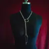 Juguetes Sexuales Estilo Gótico Cadena para Mujer Colgante de Candado con Corazón Látigo de Moda Círculo Ajustable Collar con Corazón Juguete