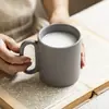 Caneca Cerâmica Simples Personalizada com Logo Alça Oval Cor Sólida Copo para Beber Café Leite Fábrica Liling
