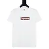 Camiseta de Manga Curta Supreme, Marca de Moda Americana de Peso Pesado, Estampa Clássica de Letras, Gola Redonda Boxy, Caimento Solto, Manga Meia-Manga para Homens e Mulheres