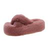 Chinelos de Pelúcia Macios de Tamanho Grande 7cm para Uso Externo, Modelo Slip-On Rasteiro, Novo Estilo Espesso de Outono, Modernos e Fashion