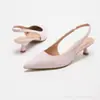 Sandalias Elegantes y de Moda con Tacón Kitten y Punta Cerrada, Espalda Hueca, Tacón de Aguja, Correa de Una Sola Línea de Tacón Alto, Nuevos Zapatos Bajos de Otoño para Mujer