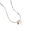 Collar de Mariposa de Diamante Rosa Amor Plata Rota Lujo Ligero Diseño con Sentido de Alta Gama Dulce Combinación Total Cadena Clavícula