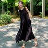 Foto real em estoque verão 2025 novo/vestido justo pequeno feminino vestido colete de textura preta solto