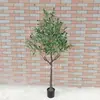 Árbol de Olivo Artificial Transfronterizo con Tallos de Plástico, Plantas Verdes Falsas en Maceta de Múltiples Especificaciones, Desmontable para Decoración de Espacios Comerciales Interiores
