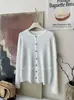 Cardigan de tricô trançado com bordado de pônei pequeno feminino outono novo manga longa peça externa de tricô outono gola redonda casaco