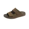 Sandálias Slip-On Estilo Birkenstock com Velcro, Couro Genuíno, Sola Grossa, Aumentadoras de Altura para Mulheres, Novo Modelo Verão 2026, Chinelos Slip-On com Sola Macia