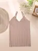 Camisola de punto a rayas transfronteriza europea y americana, nueva, de tirantes sin mangas con cuello en V para mujer, para llevar por fuera