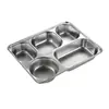 Plato de Cena de Acero Inoxidable Engrosado y Profundizado Plato de Cena para Adultos y Niños Plato de Cena de Comedor para Estudiantes con Tapa Plato Dividido para Comida Rápida