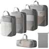 Set de 10 Bolsas de Almacenamiento de Viaje de Compresión Cuidadosamente Seleccionadas, Bolsa de Almacenamiento de Malla con Cordón para Empacar por Separado, Bolsa Organizadora para Equipaje, Maquillaje y Artículos de Tocador