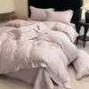 Conjunto de cama simples e elegante de quatro peças para todas as estações, capa de edredom e lençol de jacquard liso, novo estilo francês de alta qualidade