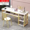Mesa de manicure da moda em promoção, conjunto econômico de mesa e cadeira para salão de manicure, estação dupla de manicure de luxo leve estilo japonês
