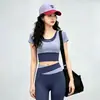 Traje deportivo de dos tonos para fitness para mujer, top de manga corta de secado rápido y pantalones largos, ropa profesional adelgazante para entrenamiento de yoga y Pilates