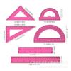 Set de Reglas de 20 cm con Bolsa de Tarjeta para Colgar, Set de 6 Piezas de Herramientas de Dibujo para Estudiantes, Regla, Accesorios para Regla Recta, Set de Reglas de Dibujo Portátil