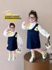 Traje de falda de peto de mezclilla de primavera para niñas 2025 nuevo vestido para niños falda occidental coreana para bebé primavera y otoño