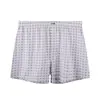 Cuecas Boxers Masculinas Huajielong Tamanho Grande Algodão Cintura Média Respiráveis Estampadas Xadrez Suave Venda por Atacado