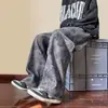Estilo Hong Kong Plantação de Rua Floral High Street Personalidade Cool Nicho Moda Jovem Tendência Calça Reta Forrada com Fleece Masculina Tendência