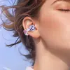 Auriculares Bluetooth Inalámbricos con Clip para Oreja Corazón Rosa Calado Hebilla de Oreja de Media Luna Hebilla de Diamante Desmontable Joyería de Moda Decorativa para Mujeres