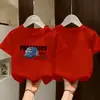 Camiseta de Manga Corta para Niños 2026 Verano Algodón Puro Estampada Parte Superior Estilosa de Corte Holgado Estilo Coreano Cuello Redondo Manga Media