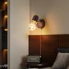 Lámpara de pared antigua creativa, sencilla, de madera maciza con interruptor, lámpara de pared para mesita de noche, para sala de estar, balcón, pasillo, cafetería, lámpara de pared