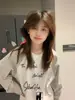 Camiseta de Manga Larga a Rayas con Estampado de Letras Estilo Coreano Ins para Mujer, Nueva Camiseta Casual de Diseño para Primavera y Otoño