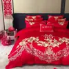 2026 Novo Algodão Puro Fio 40 Novo Estilo Chinês Bordado Casamento Conjunto de Várias Peças
