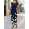 Europa y Estados Unidos Amazon estación independiente transfronteriza AliExpress manga corta estampado costuras vestido largo temperamento retro cuello redondo