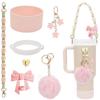 Nueva Cadena para Taza de Flores con Asa de Copa Stanley Colgante de Amor Flor de Begonia Tapa para Popote Llavero de Bola Esponjosa