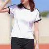 Camiseta de Verano para Hombre Estudiantes Holgada Tres Barras Manga Corta Deportiva para Correr Camiseta Base Rayada Casual Delgada Moderna