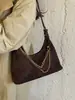 Bolsa Pequena com Corrente da Moda para Mulheres Outono 2026 Nova Bolsa Simples de Ombro para o Dia a Dia Bolsa Transversal de Camurça de Ombro Único para Mulheres