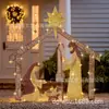 Belén Iluminado de 6 Pies con 250 Luces para Navidad, Sagrada Familia, Fiesta Navideña en Interiores, Decoración de Jardín