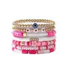 Pulsera para el Día de San Valentín Transfronteriza AliExpress Venta al por mayor Corazón de Amor Flor de Arcilla Blanda Pulsera de Cuentas con Letras Set de Joyería de Comercio Exterior