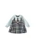 Falda para Niña Bangxuan, Vestido a Cuadros Infantil Estilo Preppy, Vestido Traje JK para Niños Pequeños con Cuello de Muñeca y Manga Larga