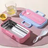 Lancheira Infantil de Desenho Animado da Amazon, Lancheira para Micro-ondas, Lancheira Plástica para Estudante, Lancheira de Aço Inoxidável