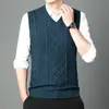 Chaleco de Punto Jacquard para Hombre, Cuello en V Casual, Chaleco Versátil sin Mangas, Suéter para Hombre de Mediana Edad, Tejido Grueso